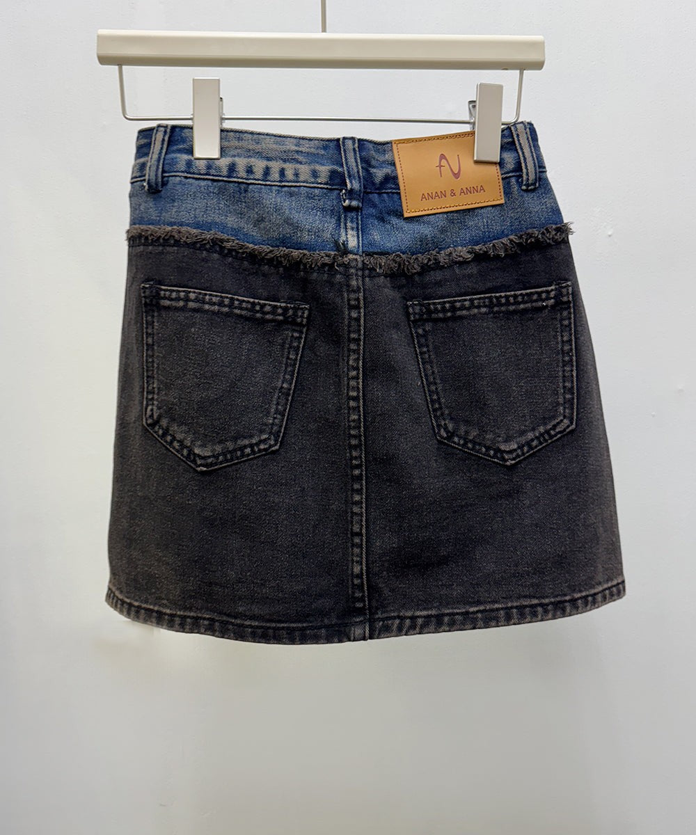 ビビッドレディ VIVIDLADY 色切替 デニムミニスカパン (ブラック) ブラック