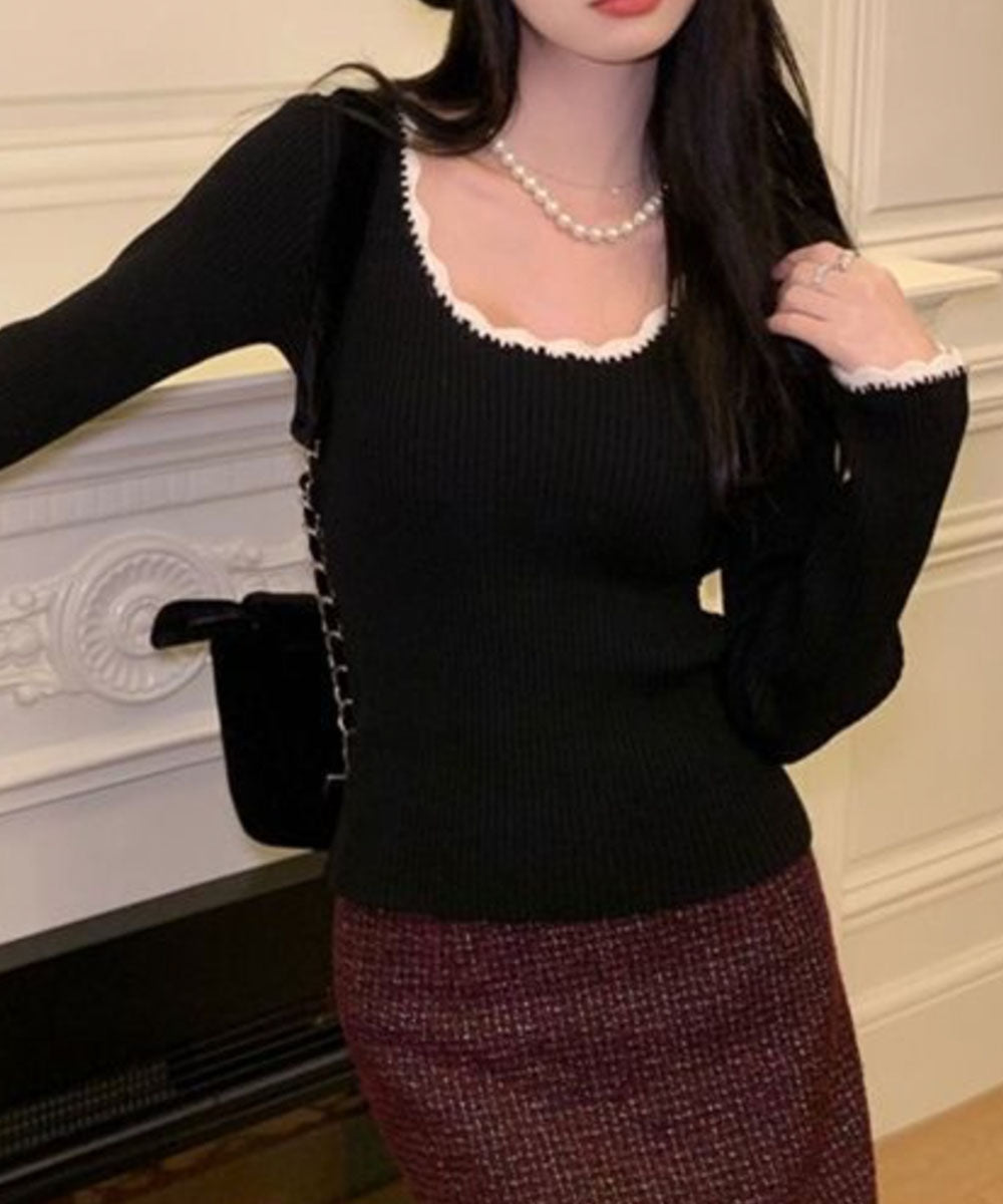 ビビッドレディ VIVIDLADY リブ編みニット フレア袖 なみなみ リブニット ニット (グレー) グレー