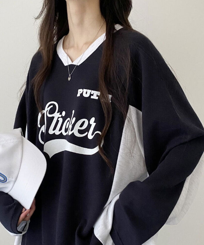 ビビッドレディ VIVIDLADY 韓国ファッション 長袖 tシャツ レディース (ネイビー) ネイビー