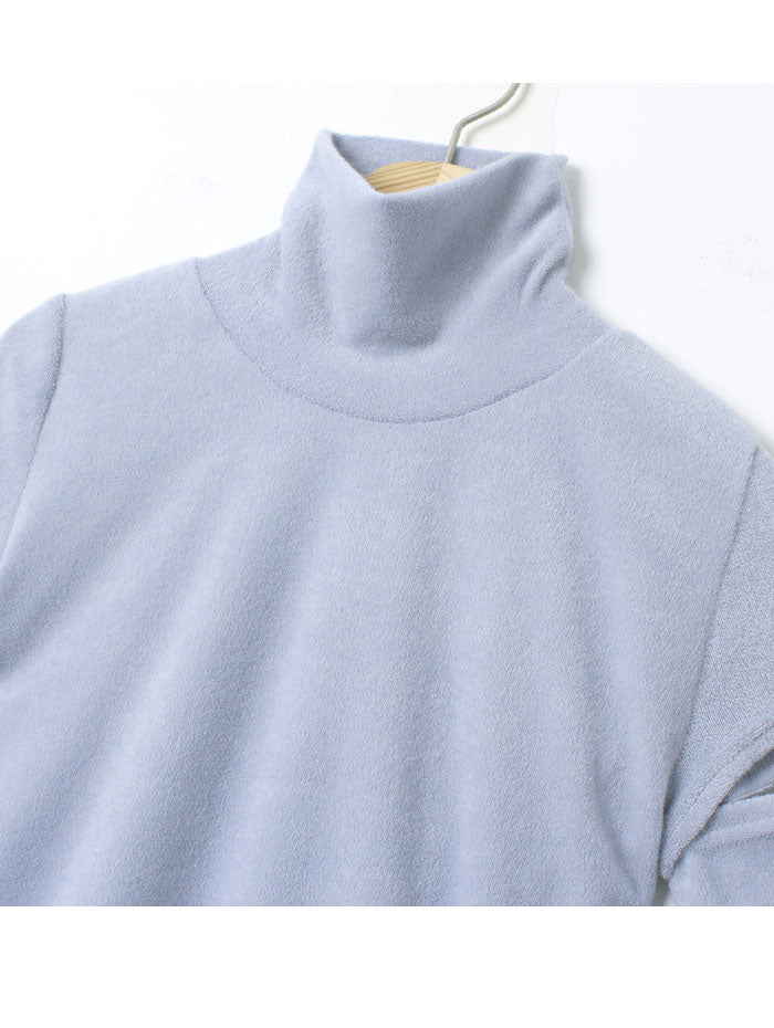 ビビッドレディ VIVIDLADY 袖スリットハイネックショルダーTシャツ長袖トップスレディース Y2K 秋冬 カットソー ハイネック トップス レイヤード 袖スリット 冬 韓国ファッション 可愛い デイリー (スカイブルー) スカイブルー