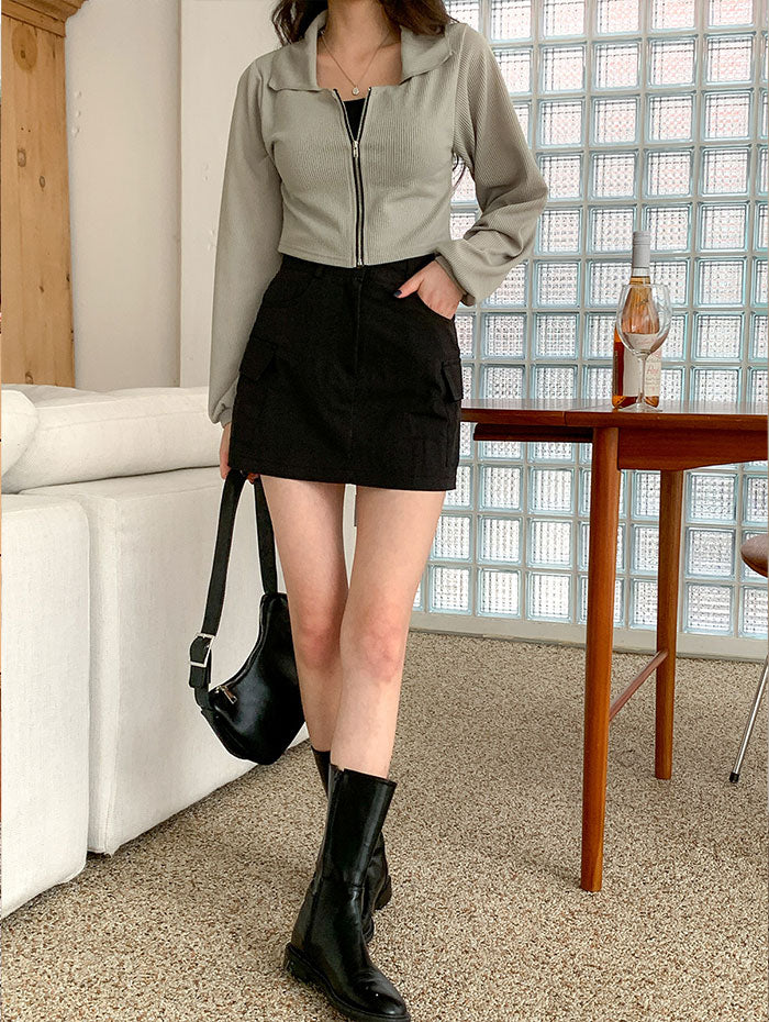 ビビッドレディ VIVIDLADY ジップアップカットソー 全3色 (カーキ) カーキ