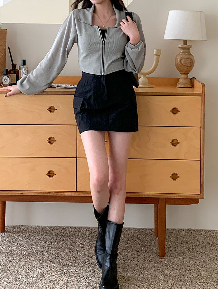 ビビッドレディ VIVIDLADY ジップアップカットソー 全3色 (カーキ) カーキ