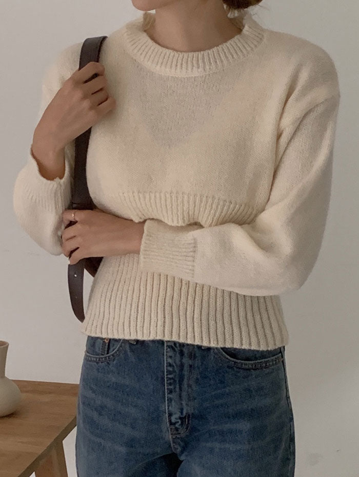 ビビッドレディ VIVIDLADY クロップド丈ニット+ノースリーブニットSET (アイボリー) アイボリー