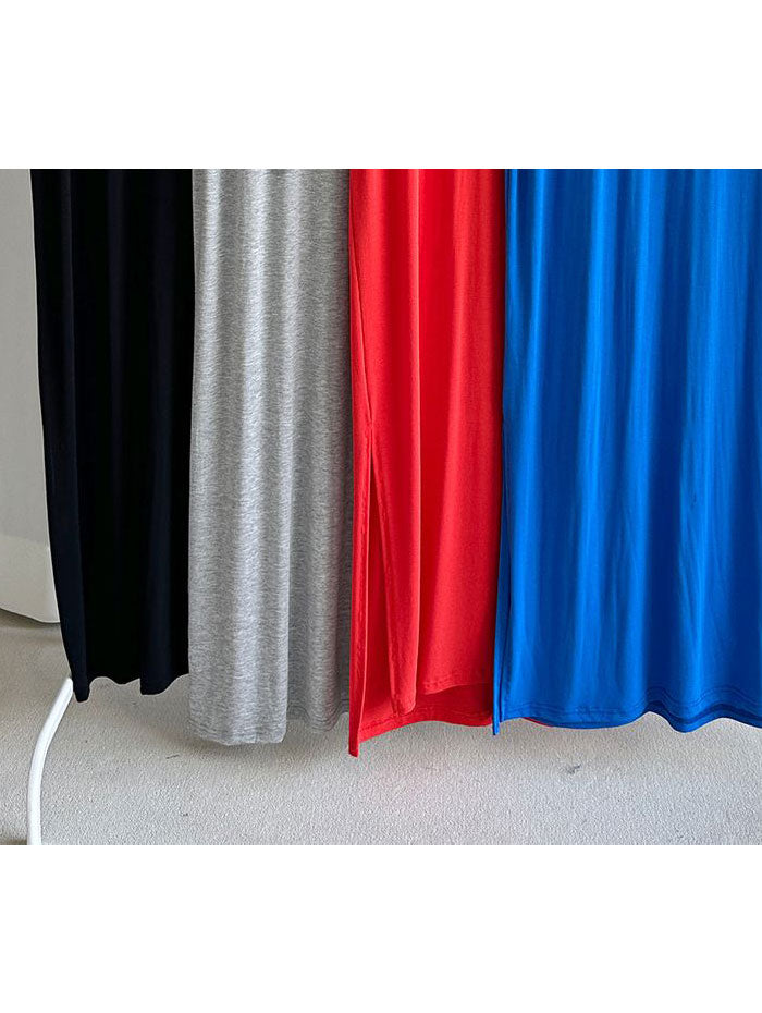 ビビッドレディ VIVIDLADY Hラインロングワンピース半袖 (ブラック) ブラック