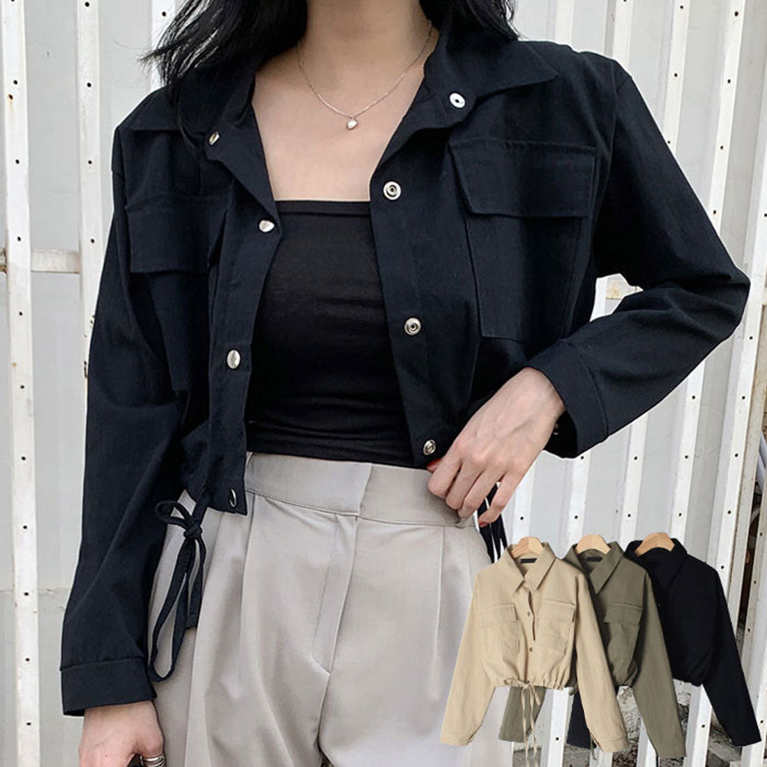 ビビッドレディ VIVIDLADY アウター レディース クロップド丈ジャケット 秋 ブルゾン,ブラック