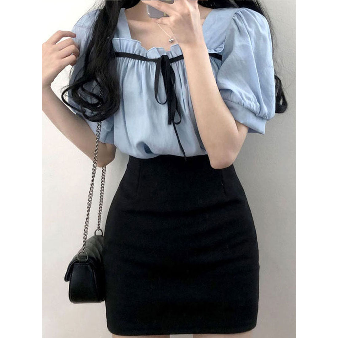 ビビッドレディ VIVIDLADY リボン付きふんわりスリーブブラウス 全4色 レディース (アイボリー) アイボリー