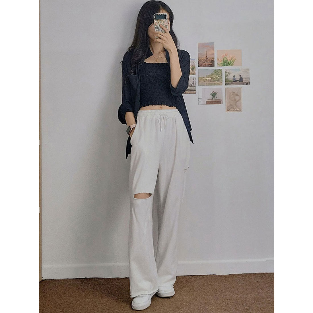 ビビッドレディ VIVIDLADY シアーオーバーサイズシャツ+シャーリングキャミソール セットアイテム (ベージュ) ベージュ