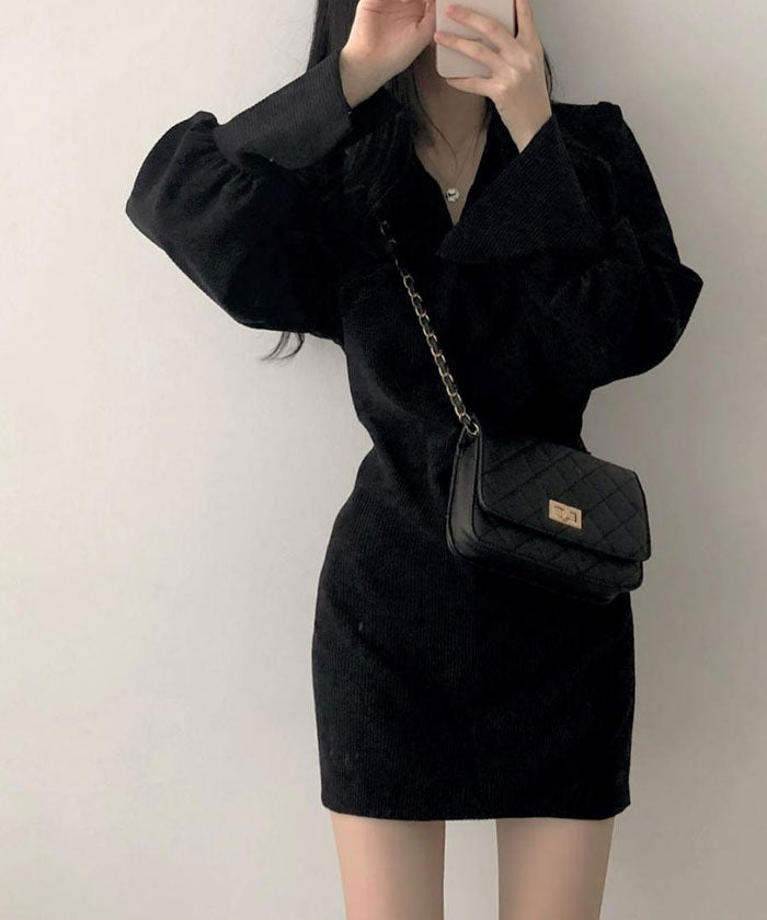 ビビッドレディ VIVIDLADY ワンピース レディース きれいめ 長袖 襟付き コーデュロイワンピ (ベージュ) ベージュ