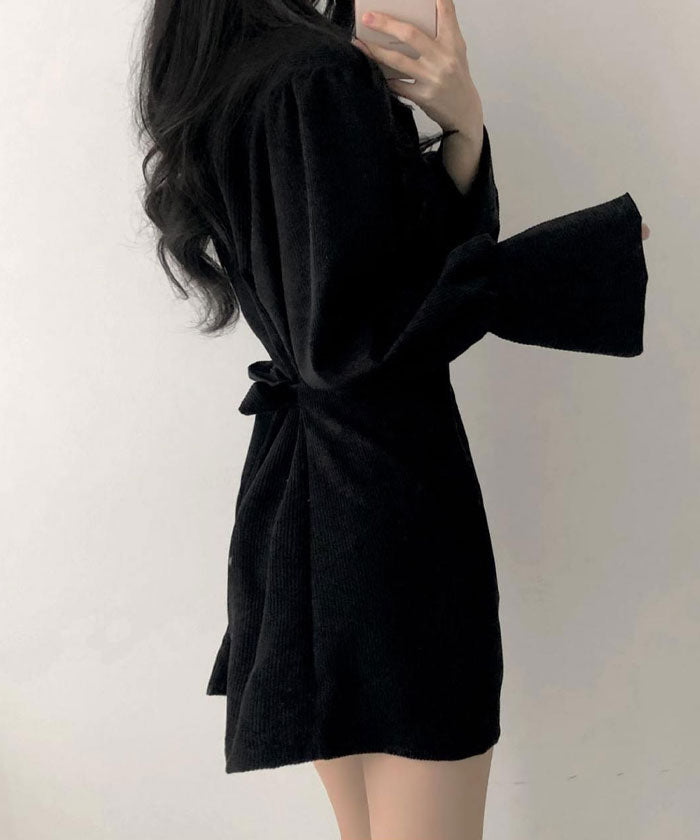 ビビッドレディ VIVIDLADY ワンピース レディース きれいめ 長袖 襟付き コーデュロイワンピ (ベージュ) ベージュ