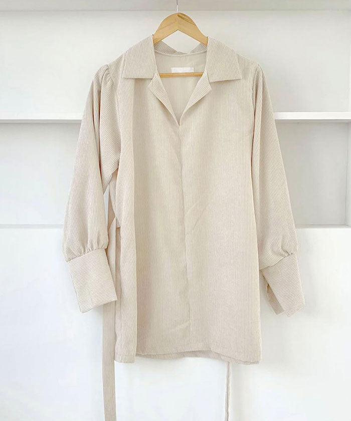 ビビッドレディ VIVIDLADY ワンピース レディース きれいめ 長袖 襟付き コーデュロイワンピ (ベージュ) ベージュ