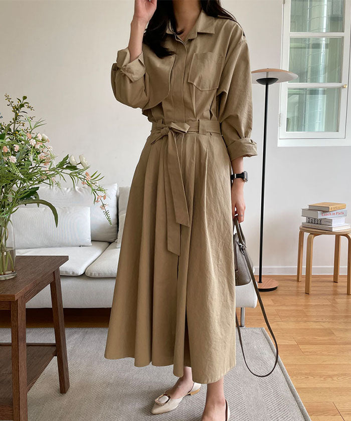 ビビッドレディ VIVIDLADY 2wayトレンチコートワンピース ロング丈 ジャケット (ベージュ) ベージュ