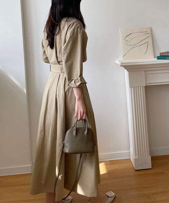 ビビッドレディ VIVIDLADY 2wayトレンチコートワンピース ロング丈 ジャケット (ベージュ) ベージュ