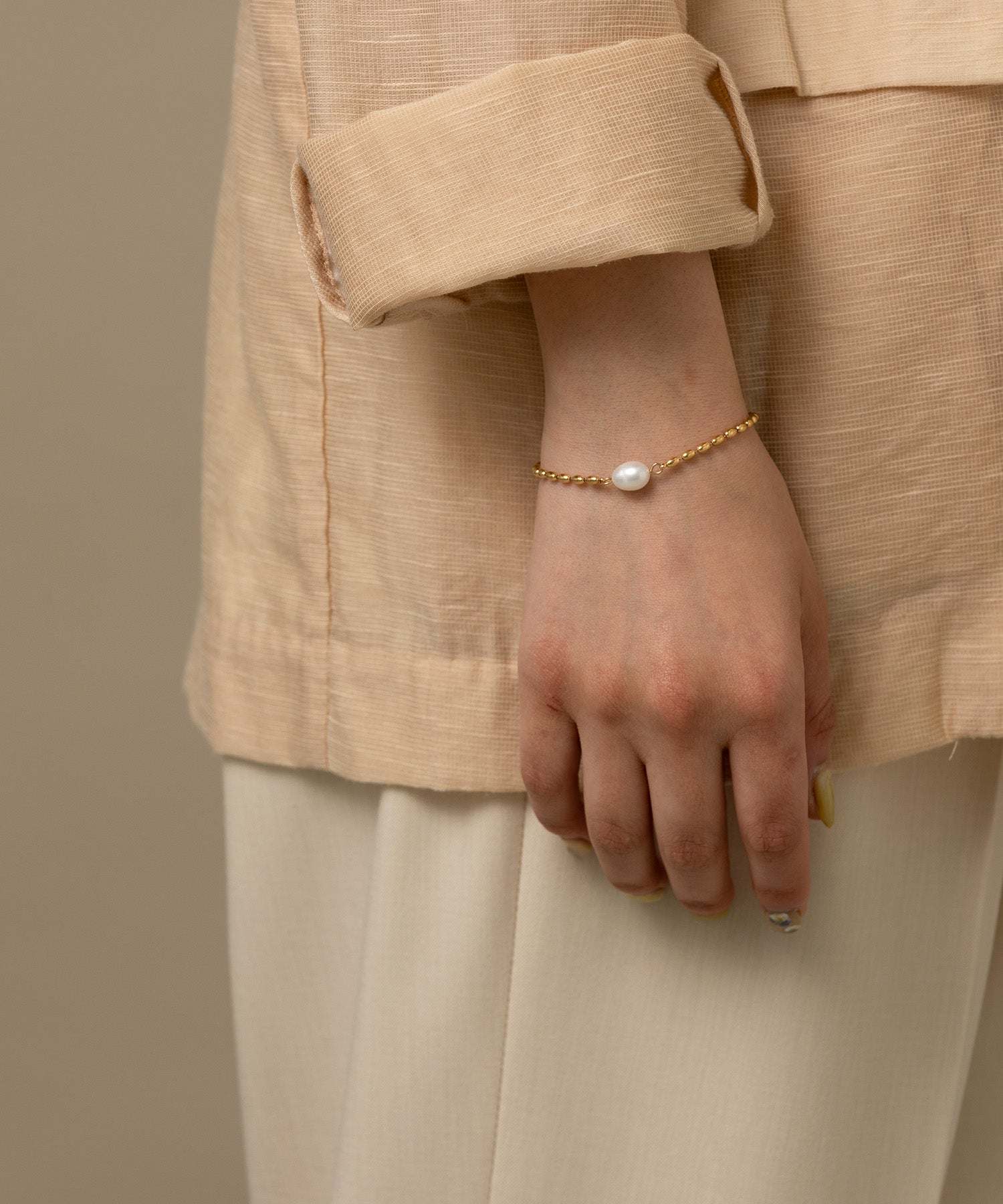 バツリカ VATSURICA 〈VATSURICA〉金属アレルギー対応 / サージカルステンレス / 316L / パール チェーン ブレスレット