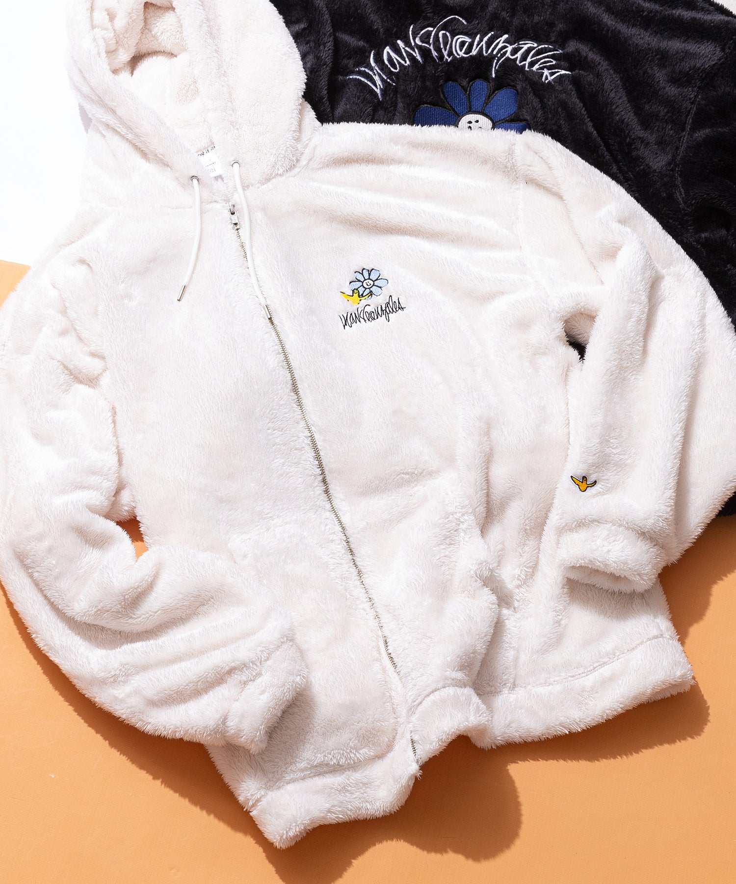 ワットイットイズント アートバイ マークゴンザレス ART BY MARKGONZALES 【What it isNt】ボア BIG ジップ パーカー,オフホワイト