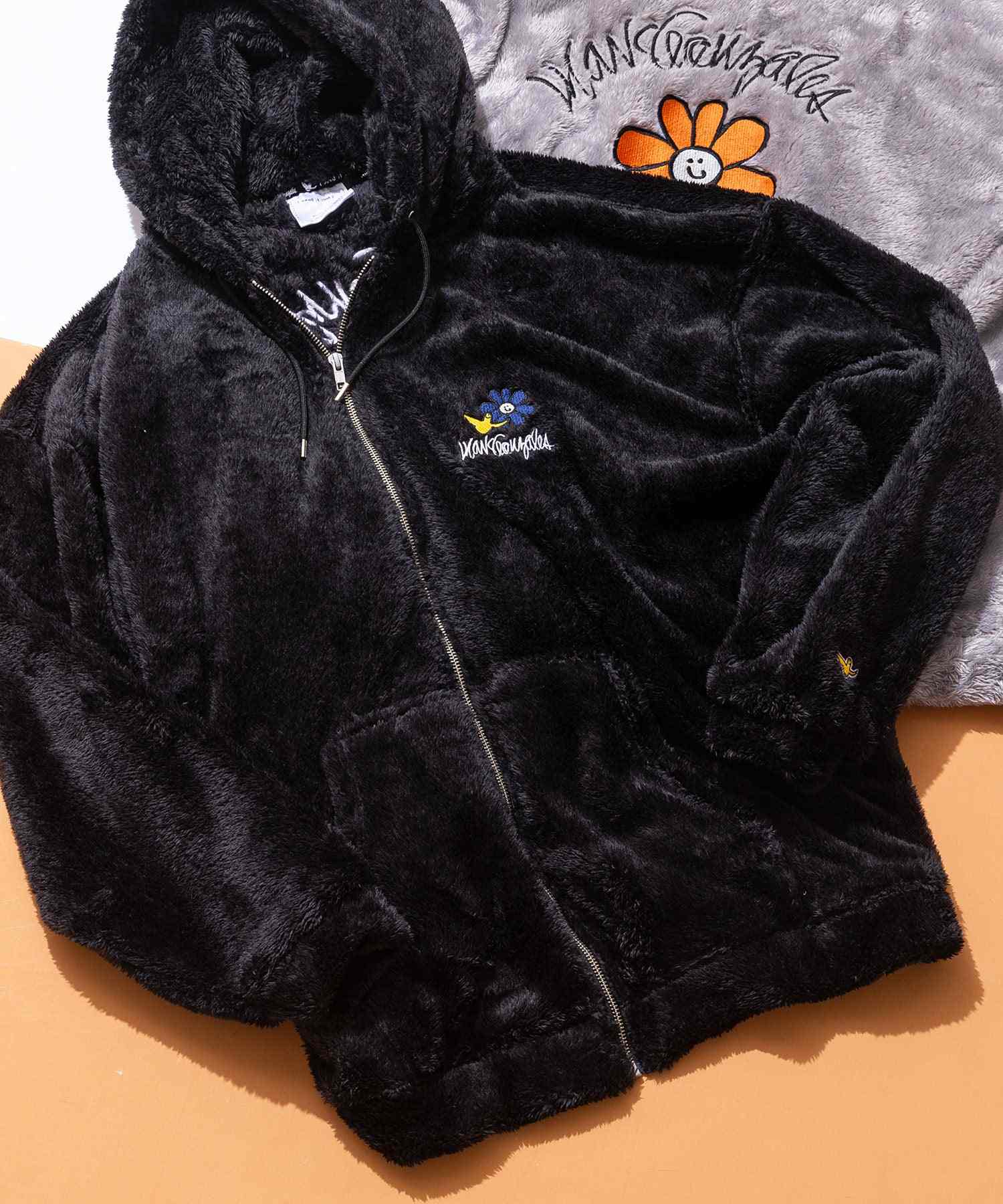 ワットイットイズント アートバイ マークゴンザレス ART BY MARKGONZALES 【What it isNt】ボア BIG ジップ パーカー,ブラック