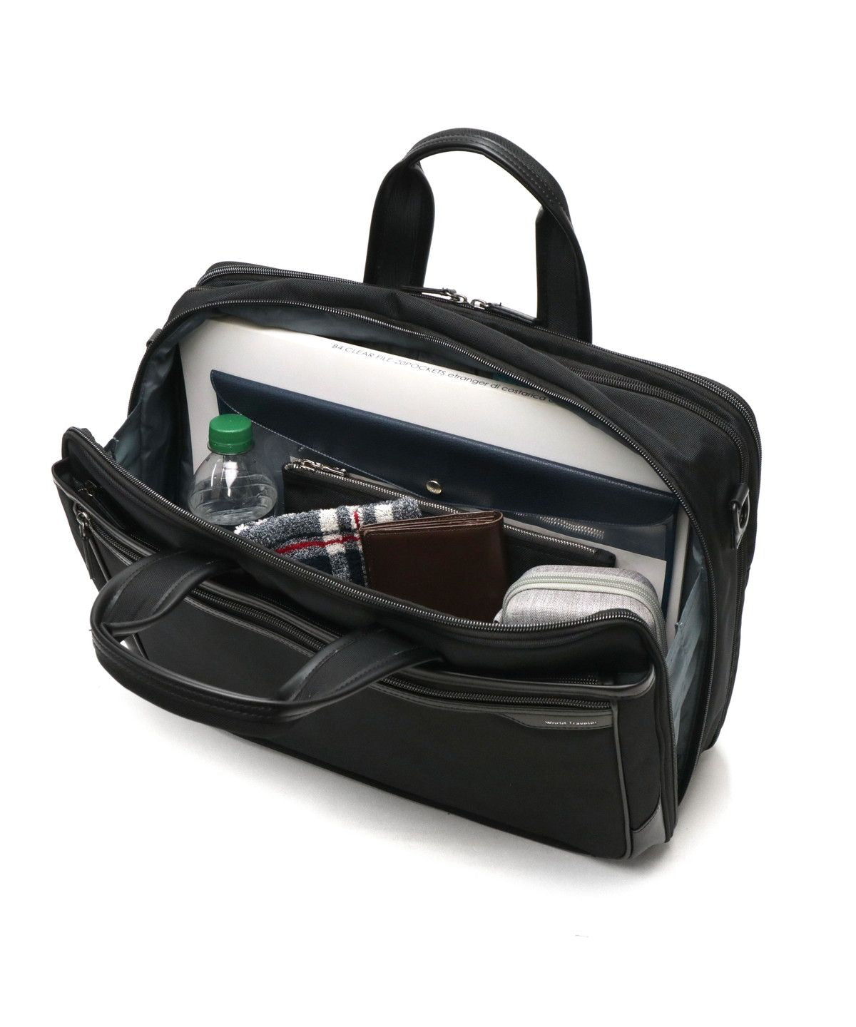 ワールドトラベラー World Traveler ワールドトラベラー ブリーフケース PC B4 軽量 World Traveler 2WAY ビジネスバッグ ショルダー バッグ PC収納 クロトB 17483 (ブラック) ブラック