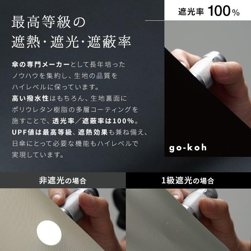 【Wpc.官方】日傘 go-koh 超輕量 50cm 完全遮光 遮熱 晴雨兼用 輕巧 細長 男士 女士 摺疊傘 男性 女性 ゴコウ 傘 摺疊傘