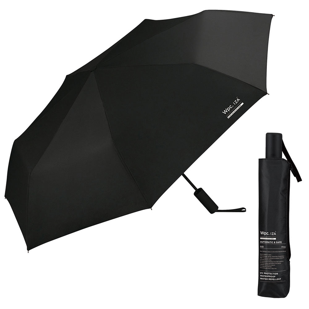 【Wpc.公式】日傘 Wpc. IZA 男の晴雨兼用傘 ≪自動開閉≫ 60cm 大きい 完全遮光 遮熱 晴雨兼用 メンズ 男性 イーザ 折りたたみ 折りたたみ傘 大きめ (ネイビー) ブラック