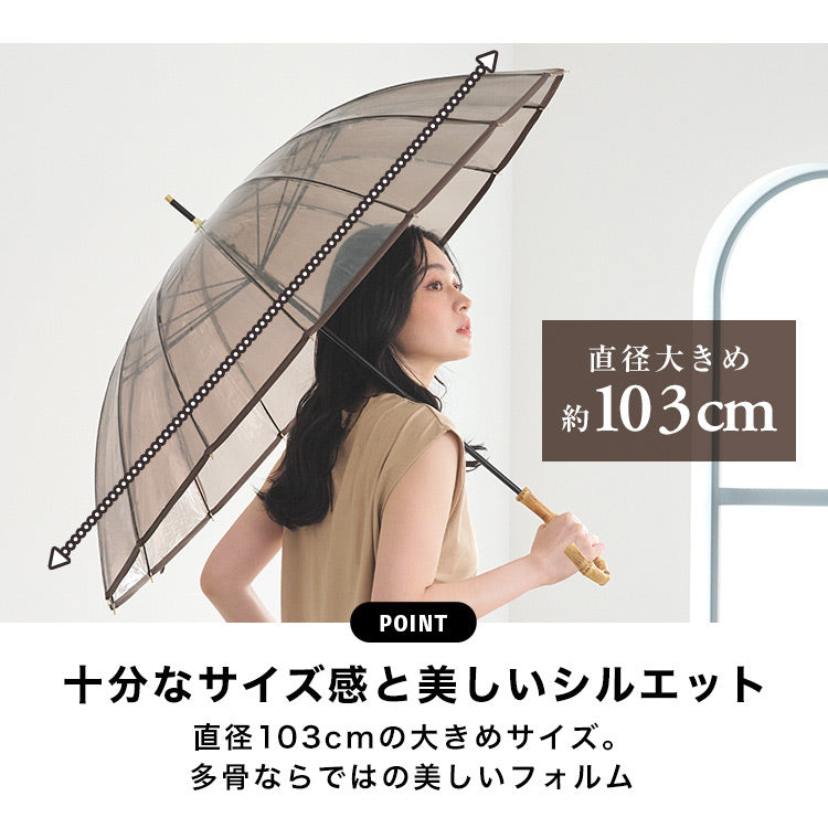 傘 16本骨 ビニール傘 大型 塑膠邊條 耐用 抗風 女士 長傘 雨傘【Wpc.】