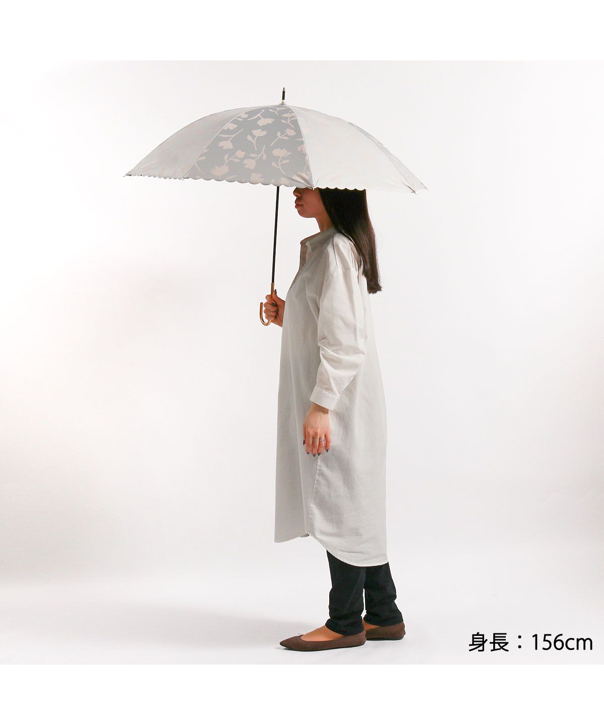 ダブリュピーシー Wpc. Wpc. 日傘 完全遮光 wpc ダブリュピーシー 傘 長傘 晴雨兼用 55cm 紫外線カット 遮熱 花柄 遮光フラワーシャドウ 81-18067 81ー16774ー101 (チャコールグレー) チャコールグレー