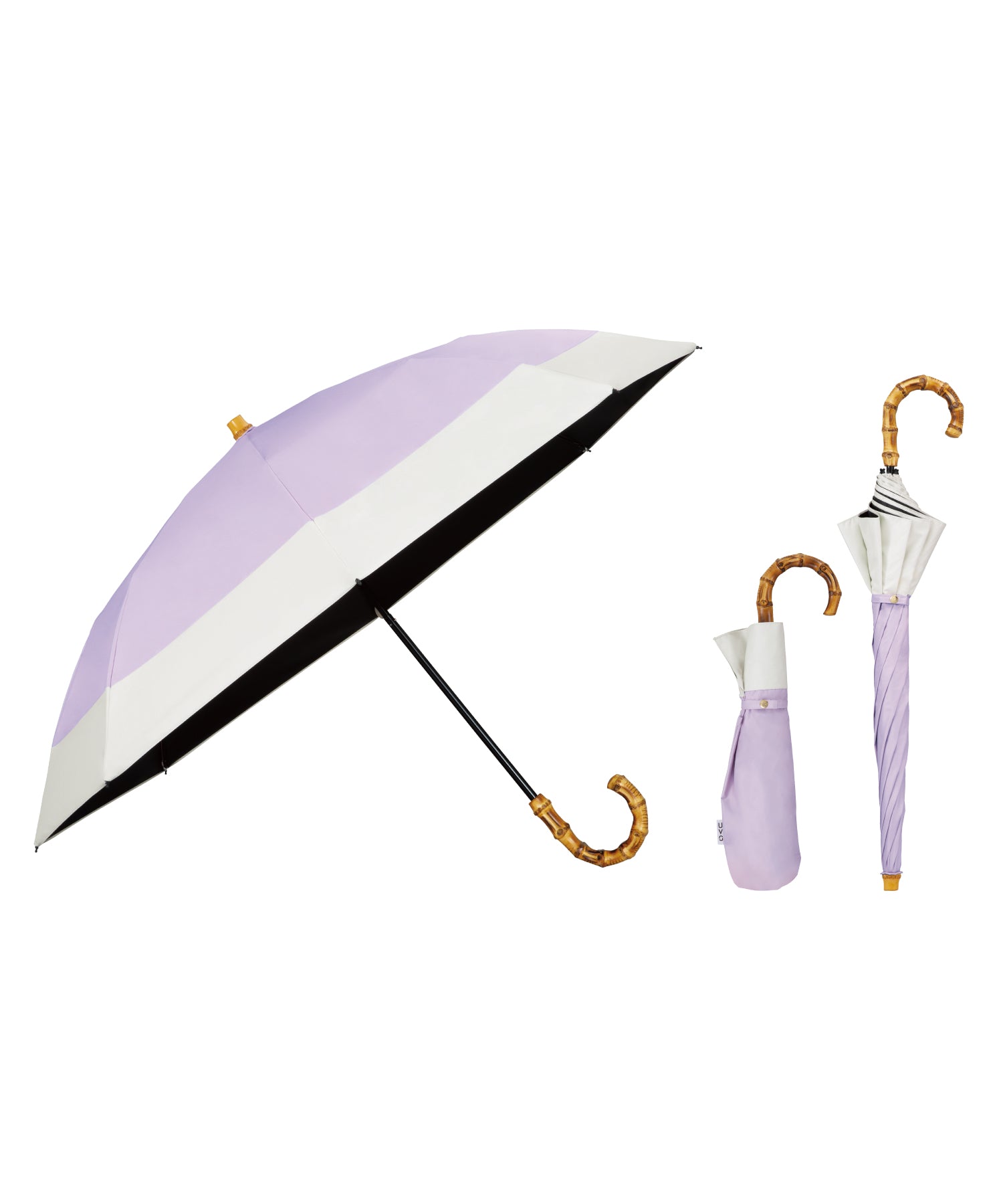 【Wpc.公式】最強の日傘 UVO(ウーボ)2段折 切り継ぎ ミニ 50cm 完全遮光 UVカット100% 遮熱 晴雨兼用 2WAY レディース 折りたたみ傘 折り畳み傘(ラベンダー×オフ) ラベンダー×オフ