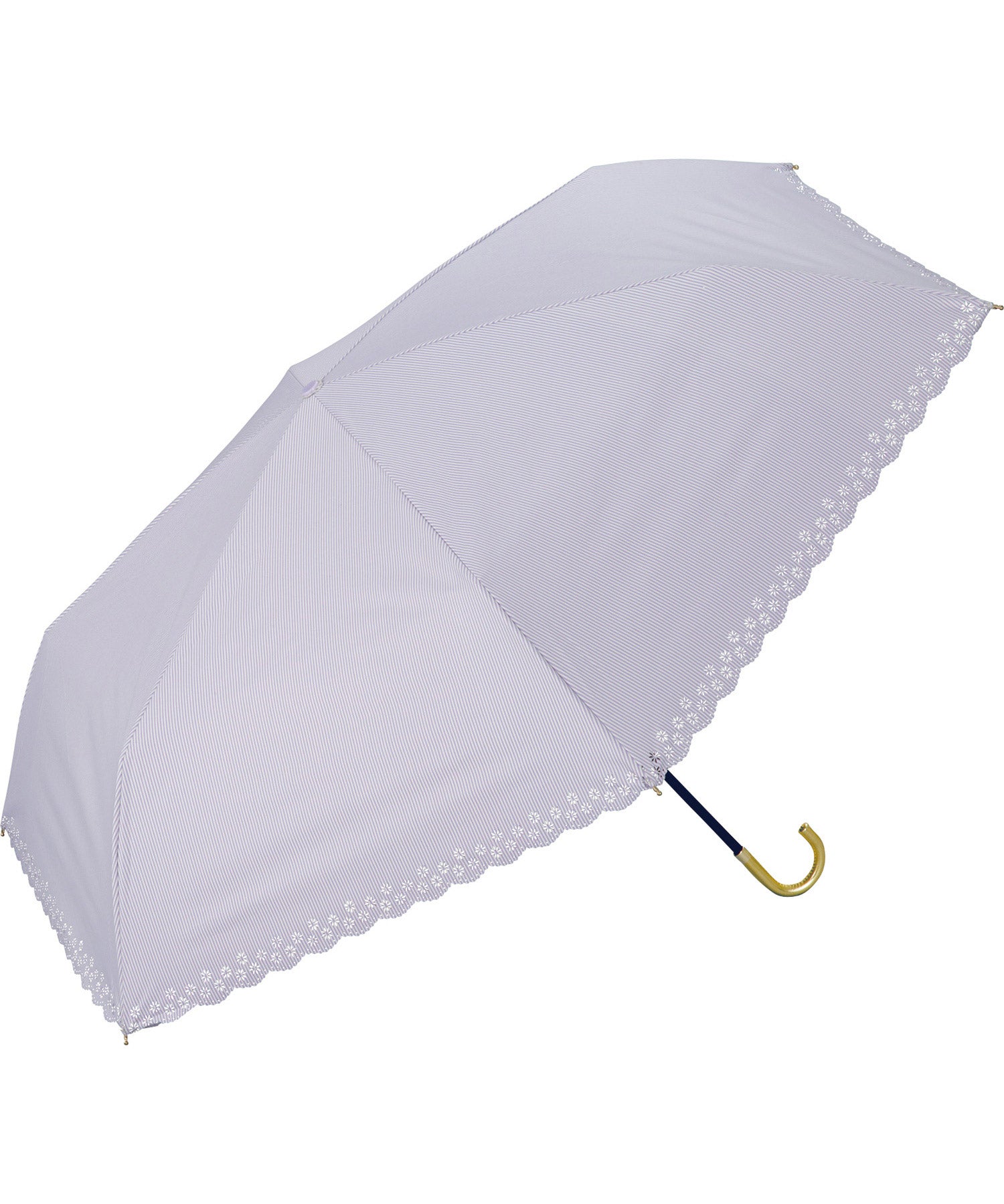 【Wpc.公式】日傘 遮光フラワーカットストライプ ミニ 55cm 完全遮光 UVカット100% 遮熱 晴雨兼用 大きめ レディース 折り畳み傘