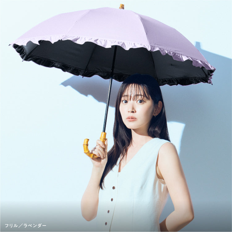 【Wpc.公式】最強の日傘 UVO(ウーボ) 2段 刺繍スカラップ 親骨50cm 完全遮光 遮熱 UVカット100% 晴雨兼用 レディース 折りたたみ 折りたたみ傘(ラベンダー) ラベンダー