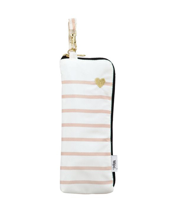 【Wpc.公式】雨傘 ハート刺繍ボーダーゴールド ミニ 親骨50cm 晴雨兼用 傘 レディース 折り畳み傘 おしゃれ 可愛い 女性 通勤 通学 (ピンク) ピンク