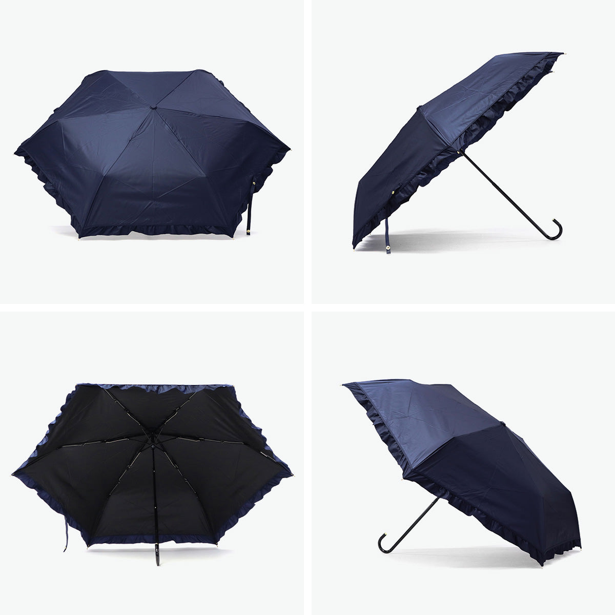 ダブリュピーシー Wpc. 折りたたみ傘 晴雨兼用 レディース コンパクト 完全遮光 UVカット 手開き かわいい おしゃれ ワールドパーティー 50cm 遮光クラシックフリル ミニ 801-11820(ネイビー) ネイビー