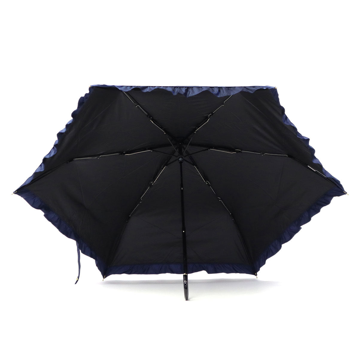 ダブリュピーシー Wpc. 折りたたみ傘 晴雨兼用 レディース コンパクト 完全遮光 UVカット 手開き かわいい おしゃれ ワールドパーティー 50cm 遮光クラシックフリル ミニ 801-11820(ネイビー) ネイビー