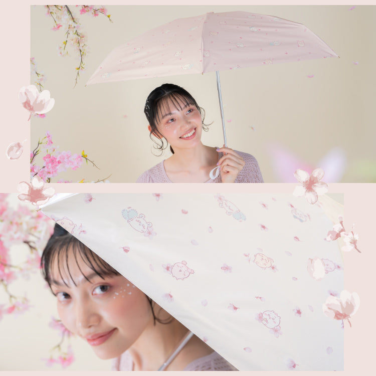 【Wpc.公式】日傘 遮光 ちいかわ お花見 ミニ 完全遮光 遮熱 晴雨兼用 レディース 折りたたみ傘 (オフ) オフ
