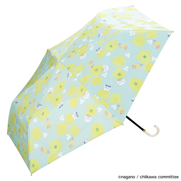 【Wpc.公式】日傘 遮光 ちいかわ 花かんむり/ねむい ミニ 完全遮光 遮熱 晴雨兼用 折りたたみ傘 (イエロー) イエロー
