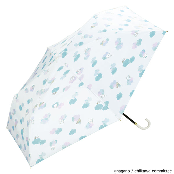 【Wpc.公式】日傘 遮光 ちいかわ 花かんむり/ねむい ミニ 完全遮光 遮熱 晴雨兼用 折りたたみ傘 (ブルー) ブルー