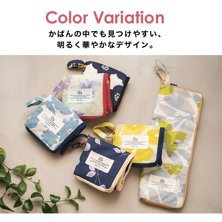 【Wpc.公式】アンブレラケース 折りたたみ 傘ケース 傘入れ 傘袋 フック付き ペットボトルホルダー (花と鳥ブルー) 花と鳥ブルー