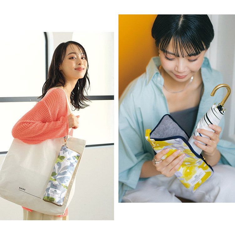 【Wpc.公式】アンブレラケース 折りたたみ 傘ケース 傘入れ 傘袋 フック付き ペットボトルホルダー (花と鳥ブルー) 花と鳥ブルー