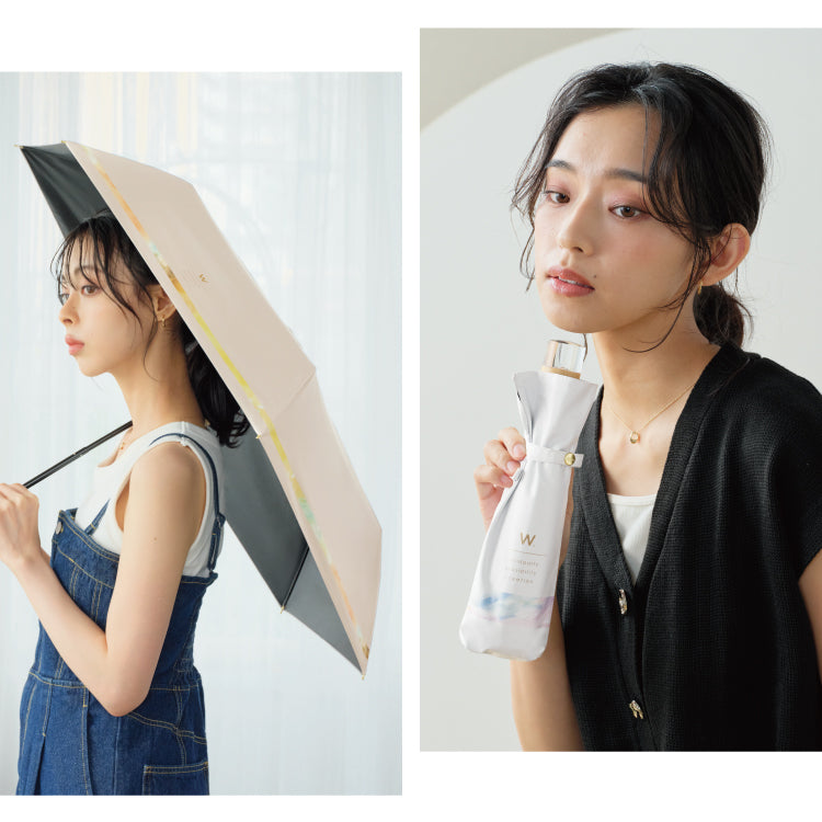 【Wpc.官方】日傘 遮光ニュアンス線 小型 完全遮光 遮熱 晴雨兩用 女士 摺疊傘