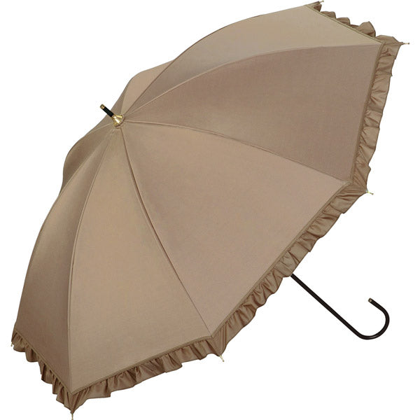 【Wpc.公式】日傘 遮光クラシックフリル 完全遮光 遮熱 UVカット 晴雨兼用 レディース 長傘 (ブラウン) ブラウン