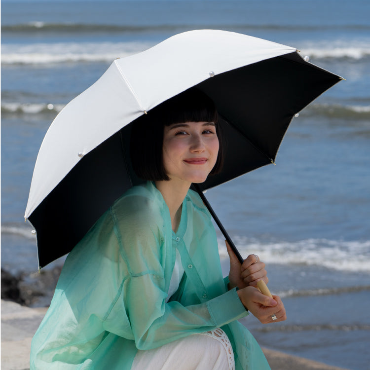 【Wpc.公式】日傘 遮光ドームパラソル パール 大きい 完全遮光 遮熱 晴雨兼用 レディース 長傘 (オフ) オフ