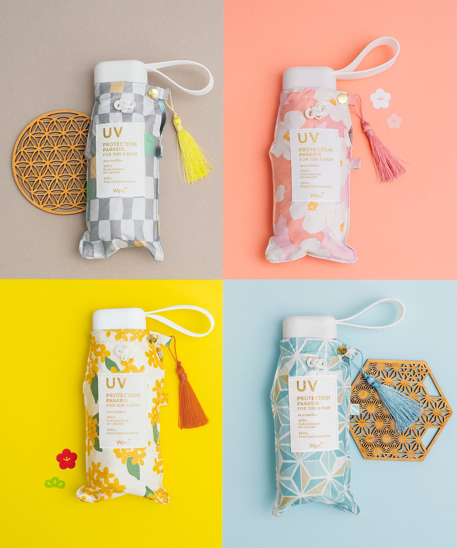 【Wpc.公式】日傘 遮光 お守りパラソル ミニ 完全遮光 遮熱 晴雨兼用 レディース 折りたたみ傘 (グレー) グレー