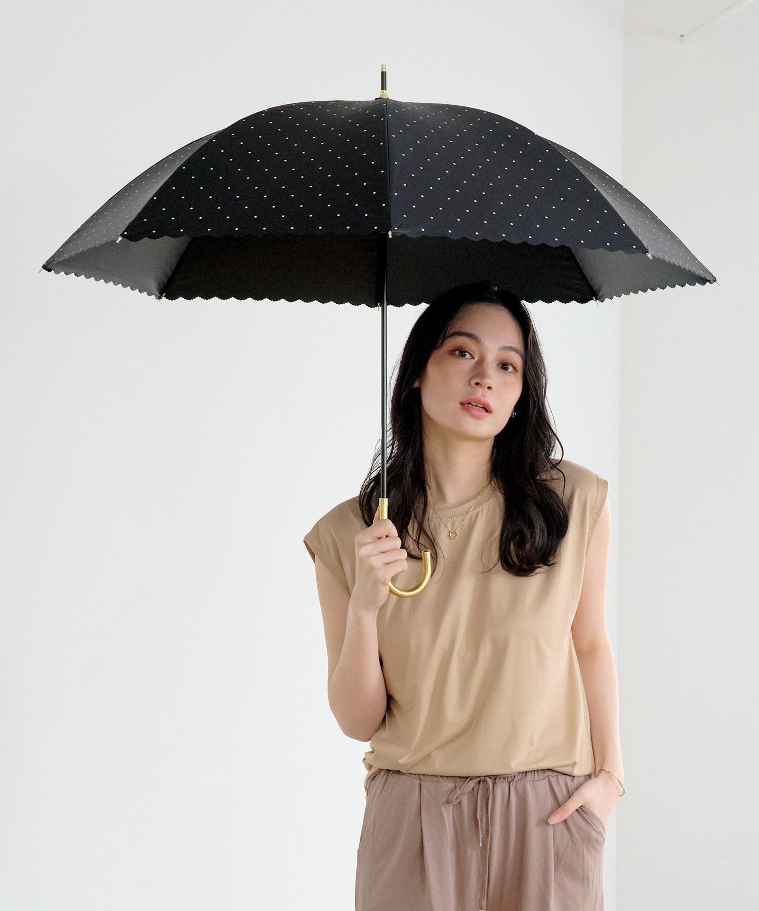 【Wpc.官方】日傘 遮光點花點 大型 完全遮光 遮熱 晴雨兩用 女士 長傘