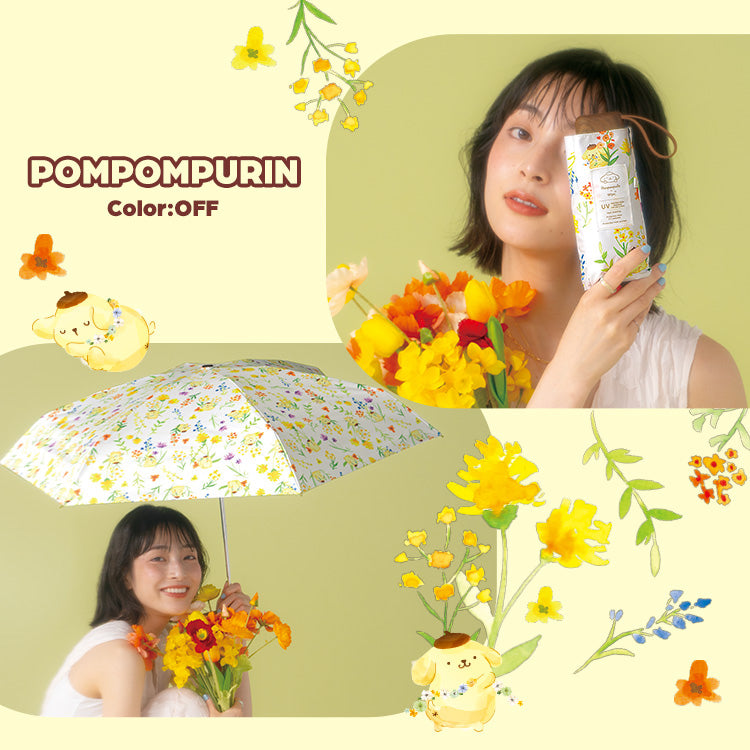 【Wpc.官方】陽傘 三麗鷗角色×Wpc. 遮光水彩花卉迷你 完全遮光 遮熱 晴雨兼用