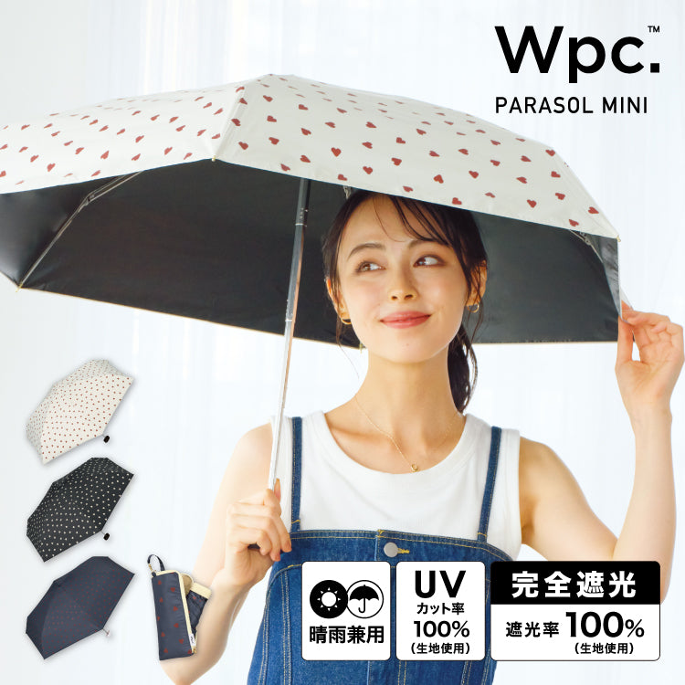 【Wpc.官方】日傘 遮光 jaggy heart mini 完全遮光 遮熱 晴雨兼用 女士 折疊傘