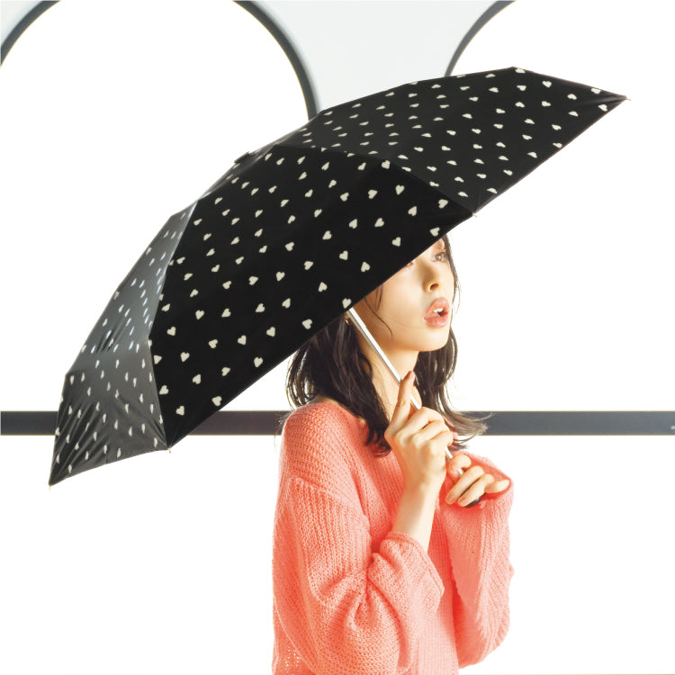 【Wpc.官方】日傘 遮光 jaggy heart mini 完全遮光 遮熱 晴雨兼用 女士 折疊傘
