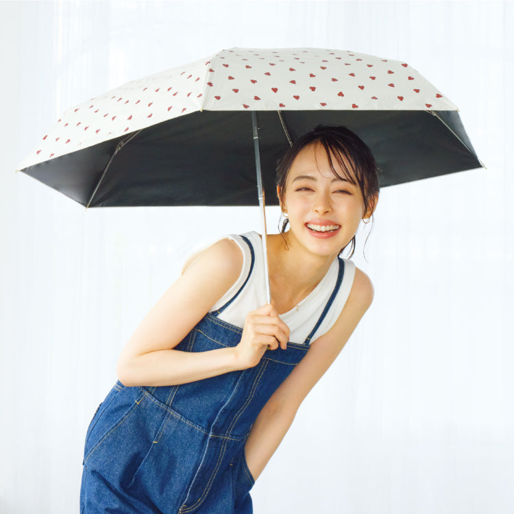 【Wpc.官方】日傘 遮光 jaggy heart mini 完全遮光 遮熱 晴雨兼用 女士 折疊傘