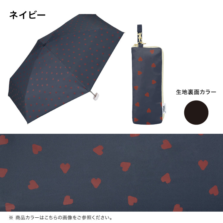 【Wpc.官方】日傘 遮光 jaggy heart mini 完全遮光 遮熱 晴雨兼用 女士 折疊傘