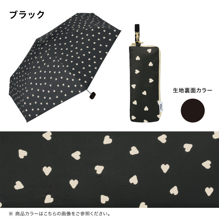 【Wpc.官方】日傘 遮光 jaggy heart mini 完全遮光 遮熱 晴雨兼用 女士 折疊傘