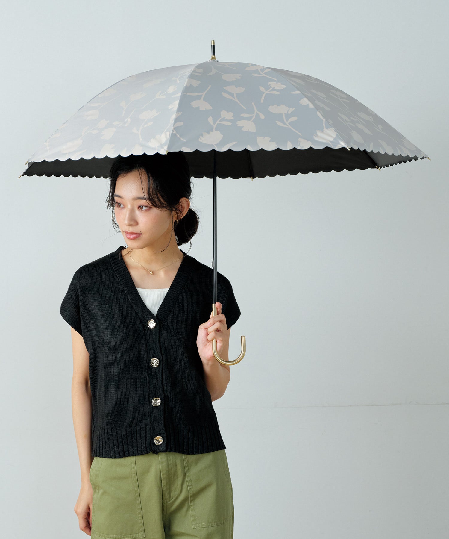 【Wpc.官方】日傘 遮光花影 55cm 大型 完全遮光 遮熱 晴雨兩用 女士長傘