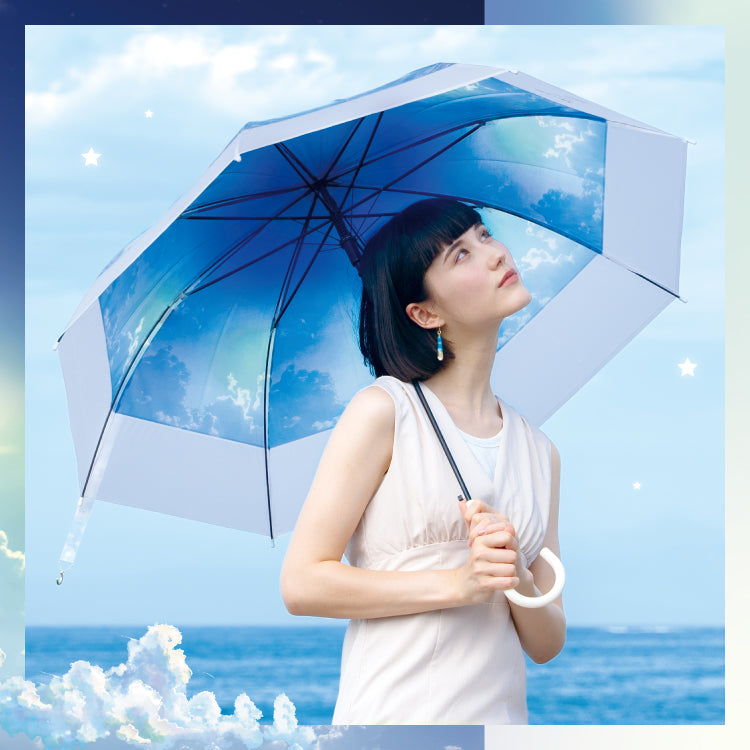 【Wpc.官方】塑膠傘 地球屋×Wpc.天空藍雨傘 60cm 大型 跳傘 女士傘