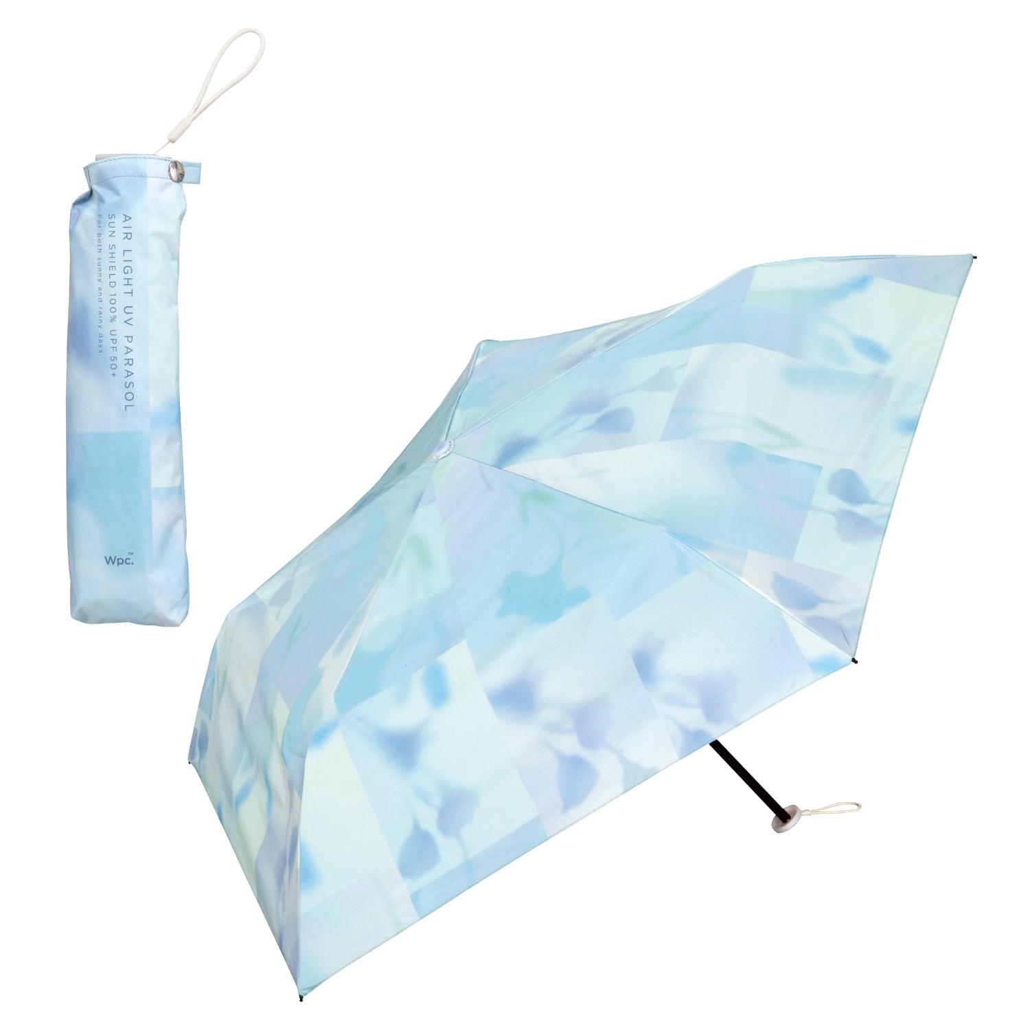 【Wpc.公式】日傘 超軽量 遮光軽量ブラーチューリップ ミニ 完全遮光 遮熱 晴雨兼用 折りたたみ傘 レディース 折り畳み(ブルー) ブルー
