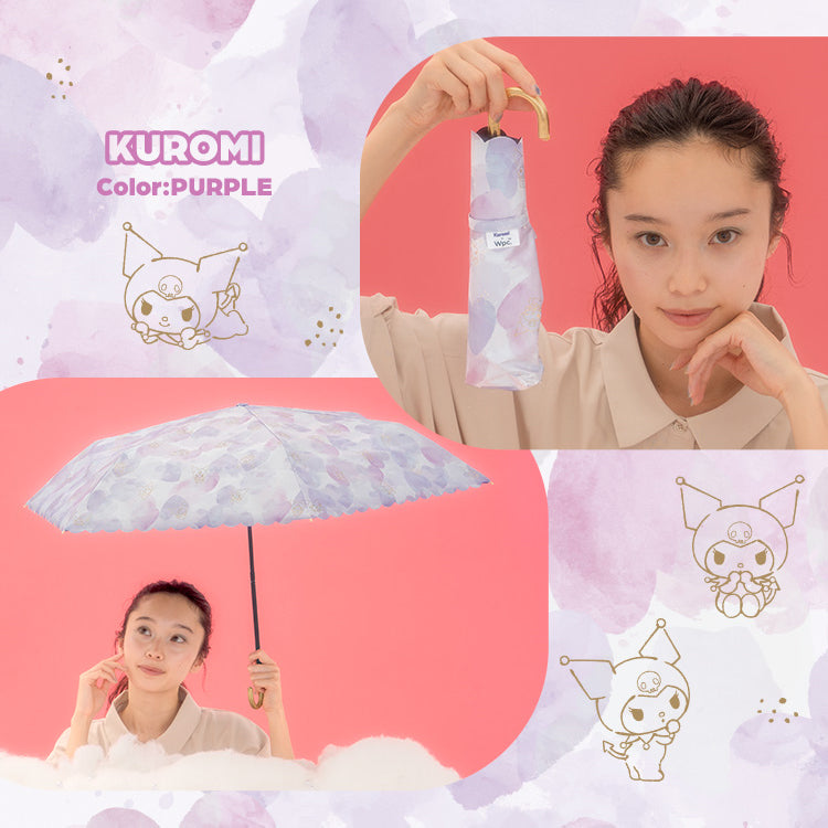 【Wpc.官方】陽傘 三麗鷗角色×Wpc. 遮光水彩圖案迷你 完全遮光 遮熱 晴雨兩用